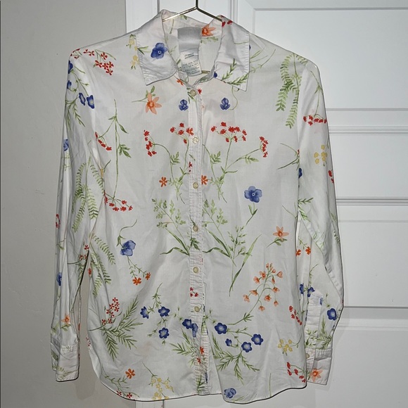 Laura Ashley Tops - Vintage Laura Ashley Floral White Button Down Shirt Blouse Top